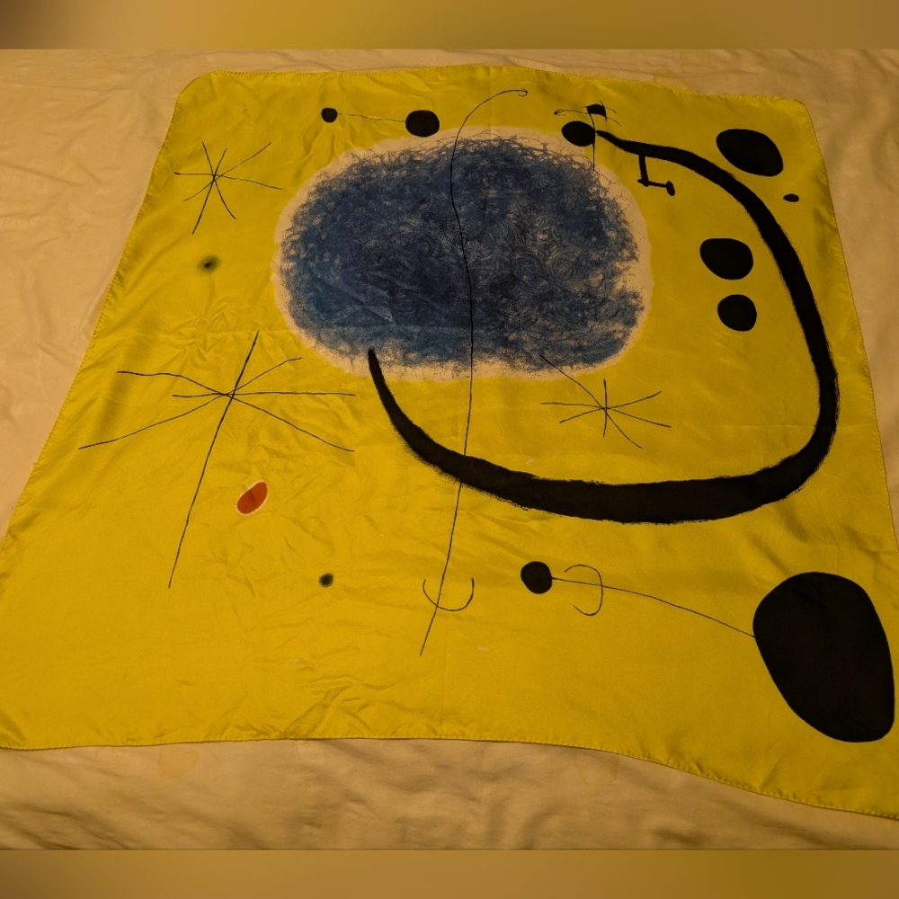 Joan Miro Silk Square Scarf 1967 - Picture 3 of 12